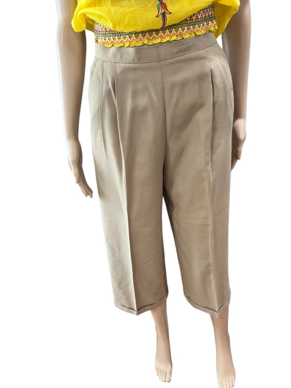 Cropped Trousers in Light Taupe vintage high waist tailored reworked